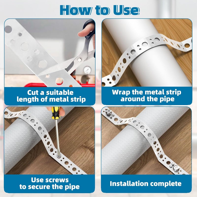 U0U 1 Inch x 30FT Metal Strapping with Holes,White Galvanized Pipe Pipe Hanger Strap,Steel Strap for Pipe Hanger Strap Support - Image 4
